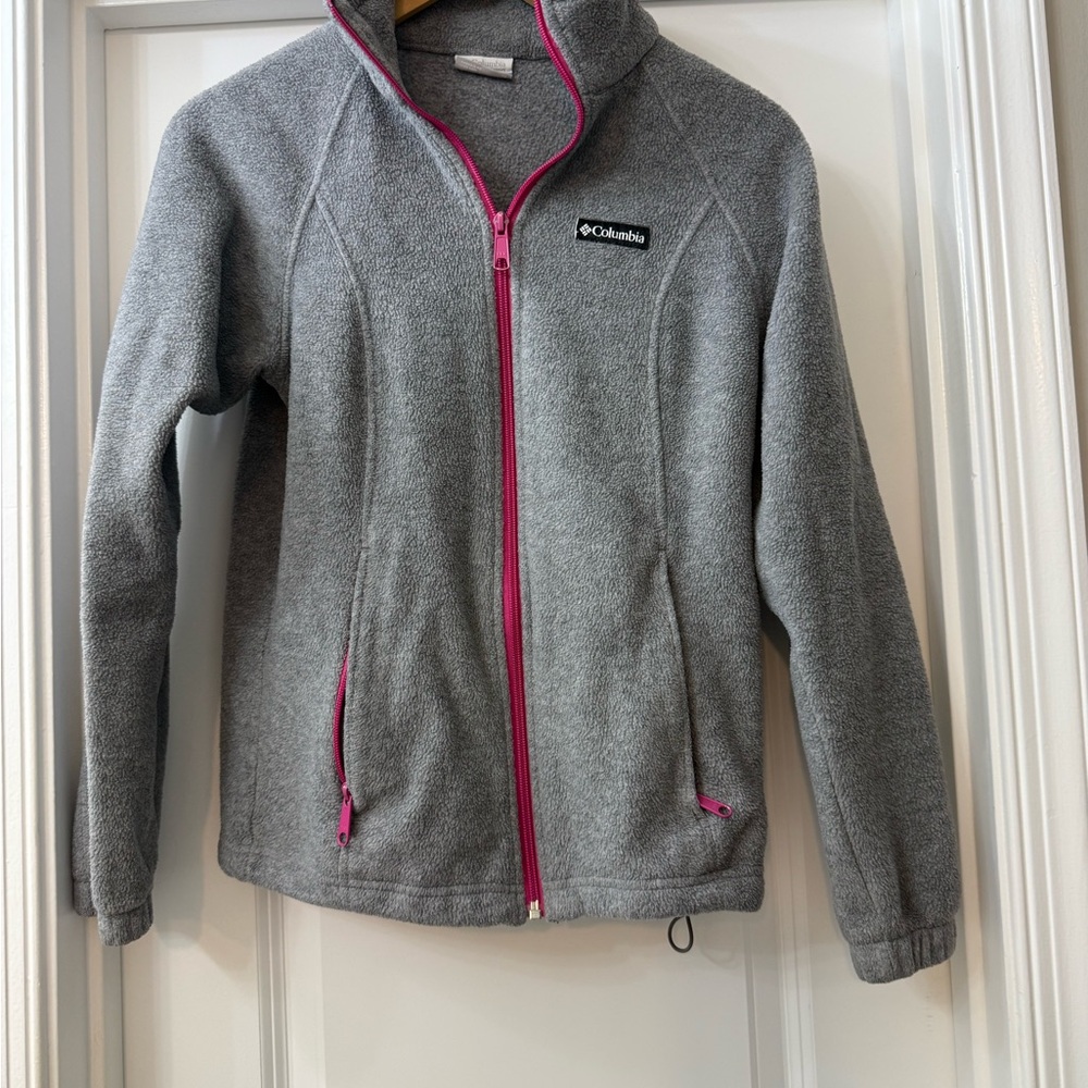 Columbia Heather Gray Fleece with Pink Accents